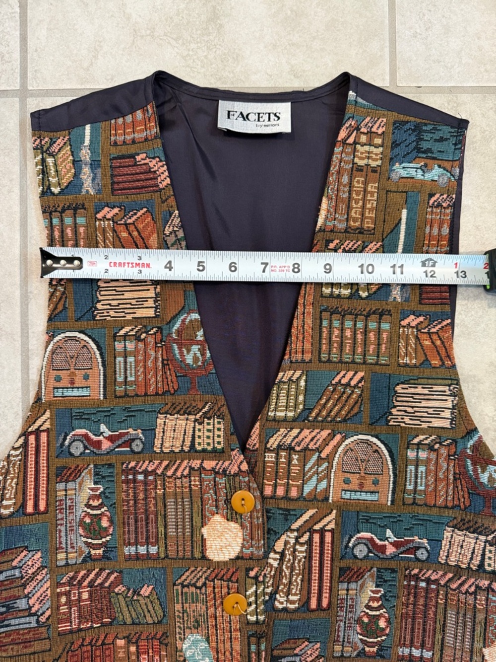 FACETS Vintage Tapestry Bookcase Vest - Picture 9 of 10